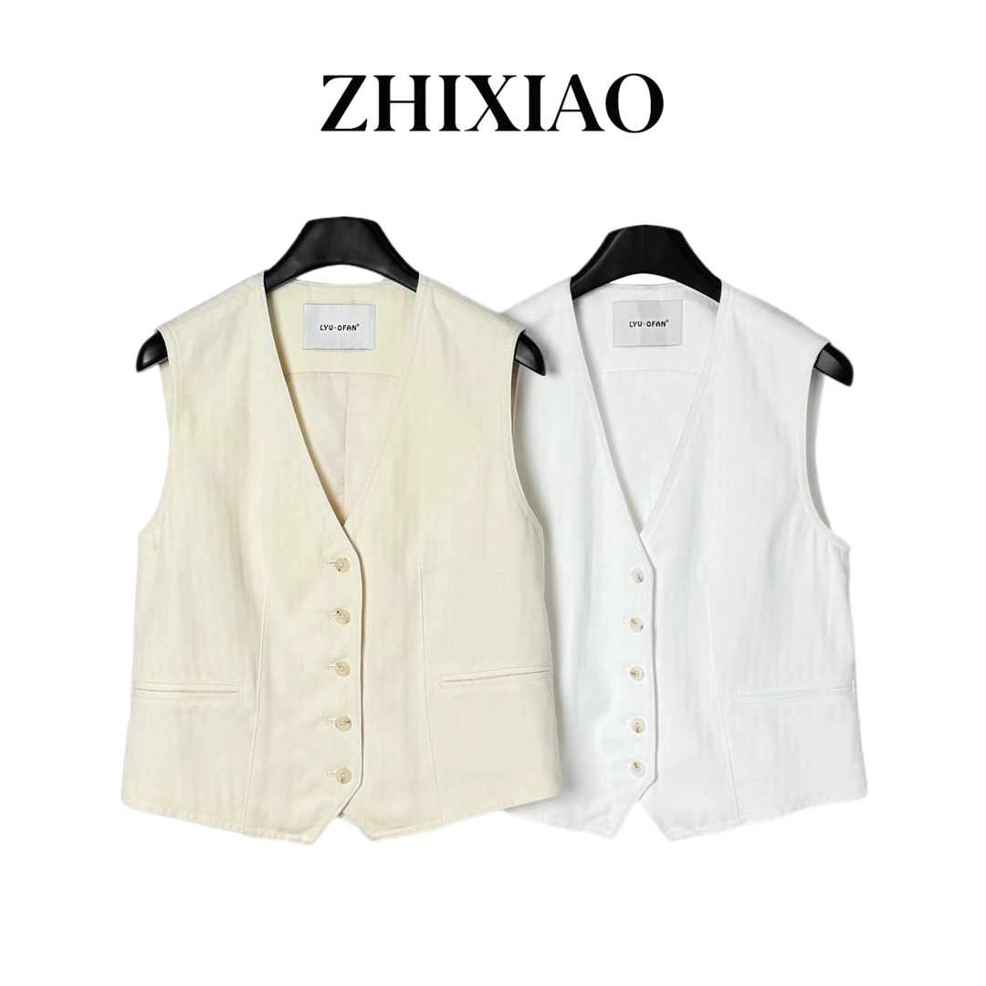 【ZHIXIAO】秋冬新款：竖条纹马甲上衣84105