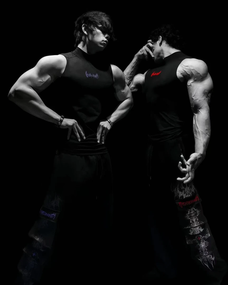 BD潮牌健身训练纯色坎肩透气运动无袖T恤中高领高弹修身健身衣男