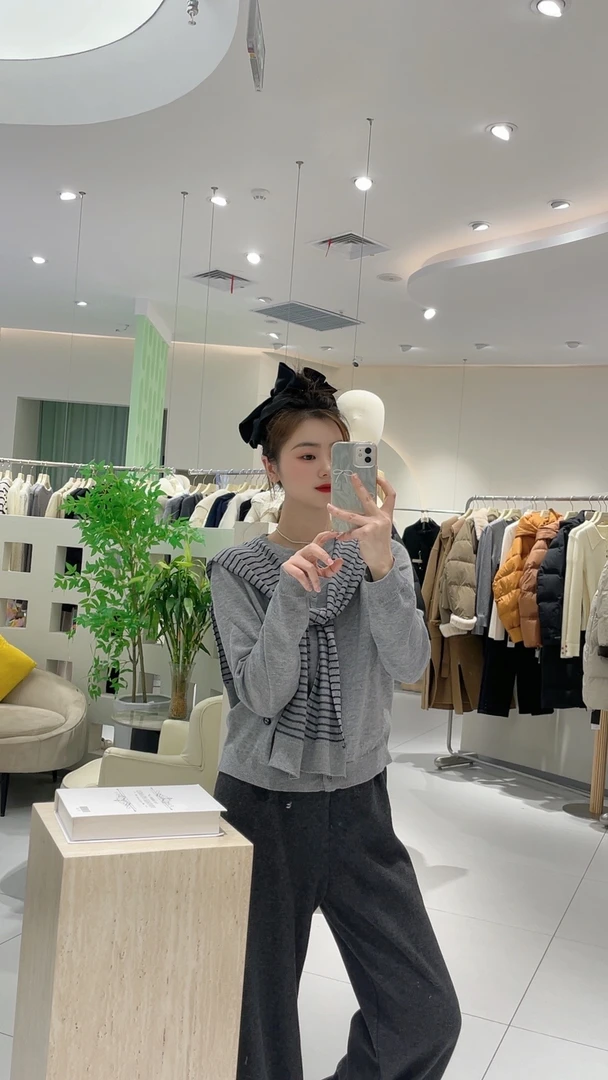 艾然  针织披肩两件套女2025春季毛衣开衫外套