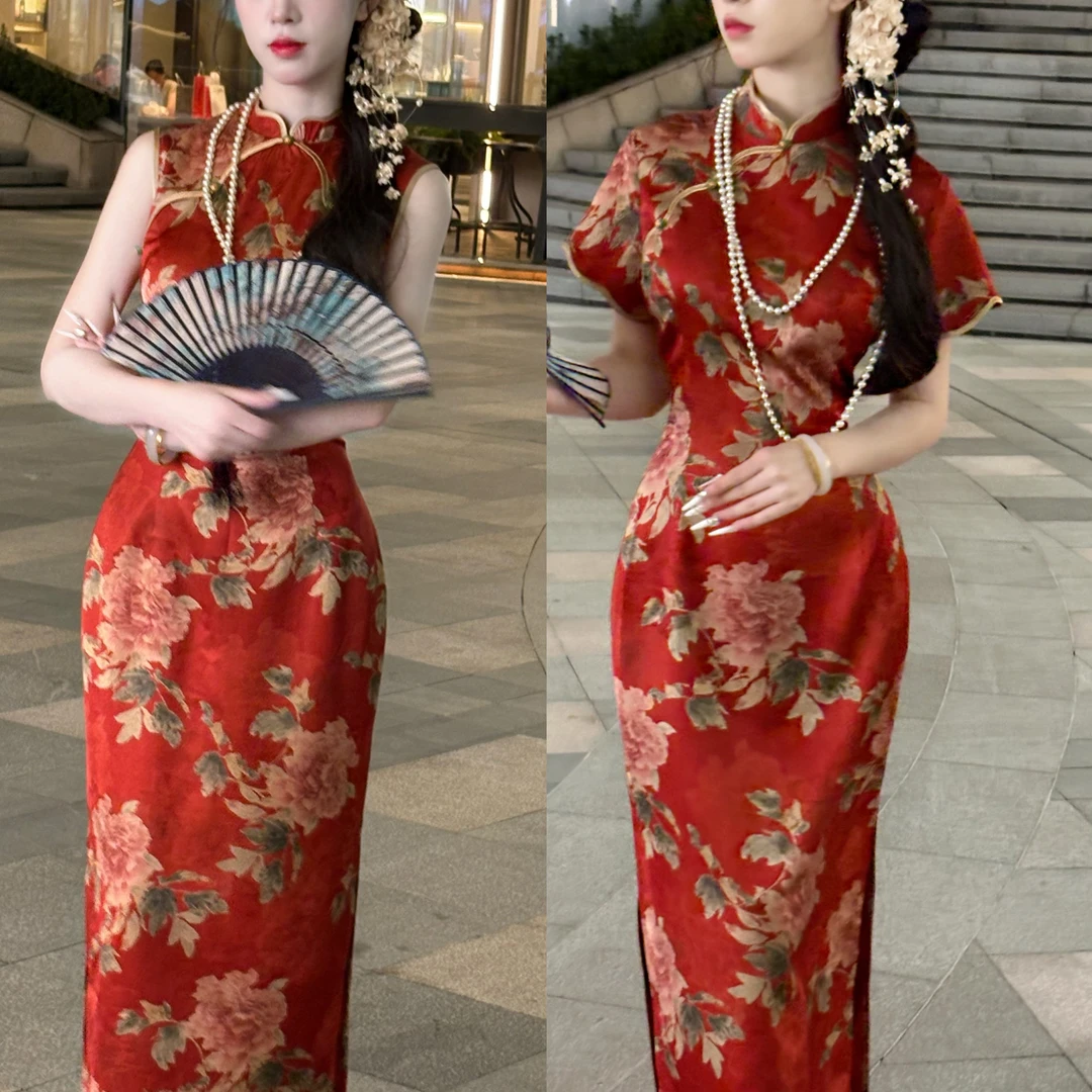 LHMknk1画报夫人原创自制新中式国风江南风改良旗袍裙 留红美人