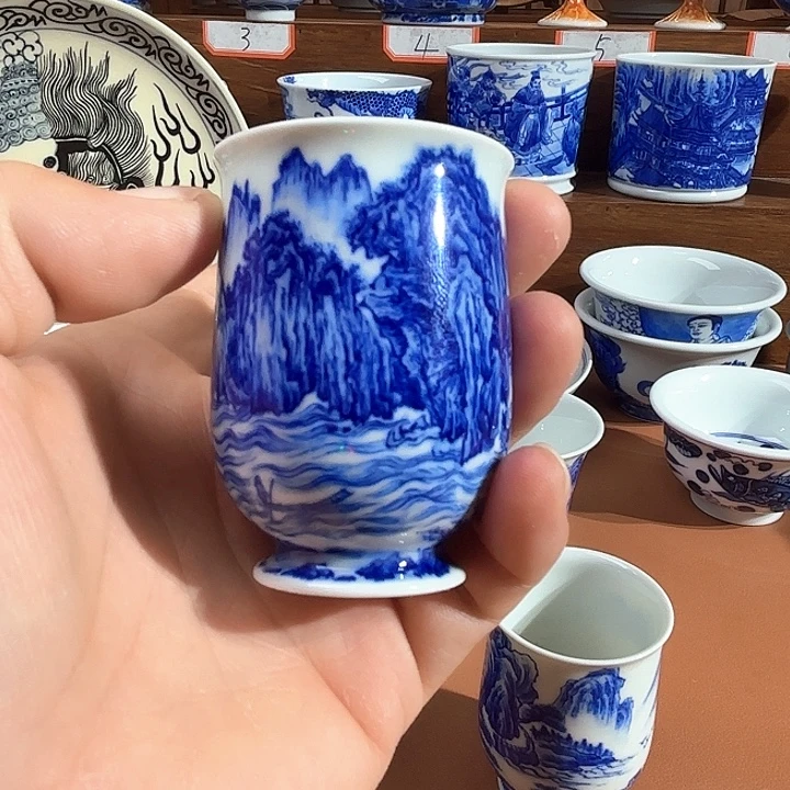 草***子青花手工手绘山水