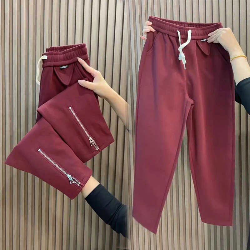 百搭洋气新款小个子秋冬季2025女士高腰休闲裤时尚显瘦九分哈伦裤