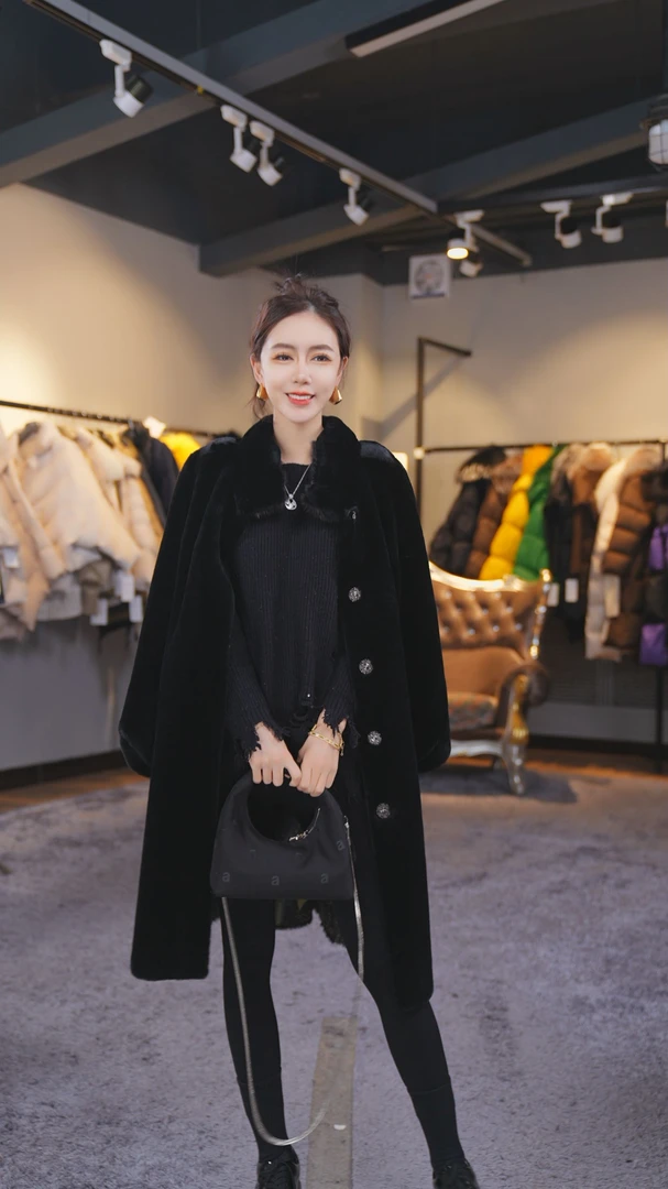 YJ【邢邢推荐】新款时尚皮毛一体外套20779