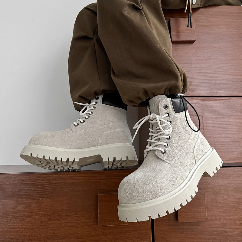 2025新款潮流时尚休闲短靴反绒牛皮马丁靴英伦风百搭户外大头男鞋