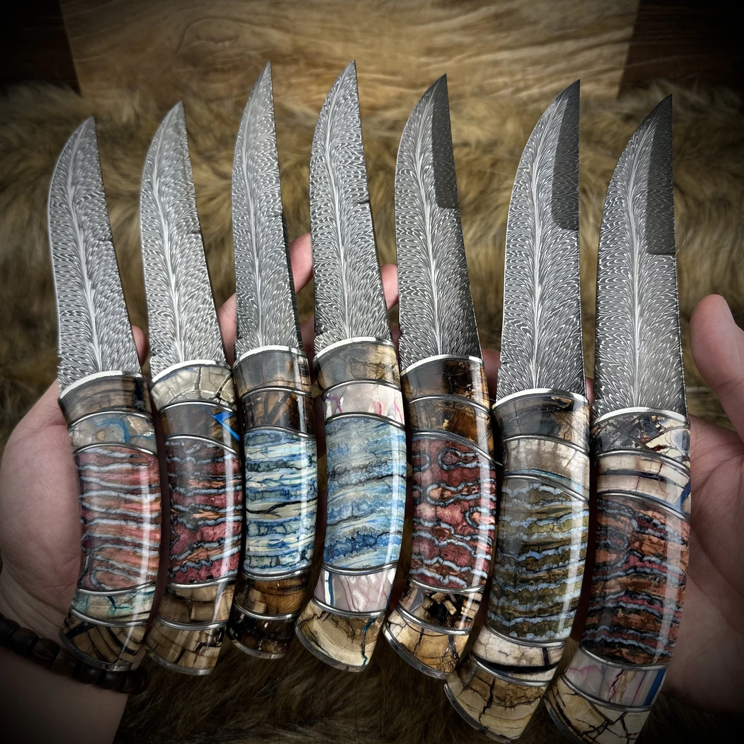 （博弈）羽毛纹大马士革收藏刀