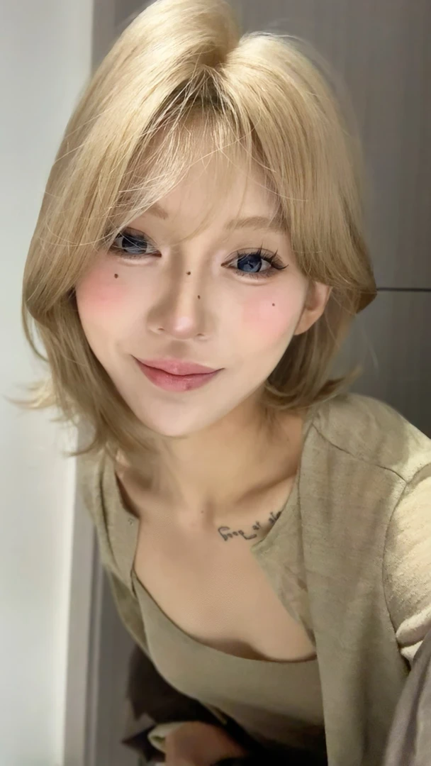 【桃精灵】砂金色中分短发辣妹感俏皮短发全头套式