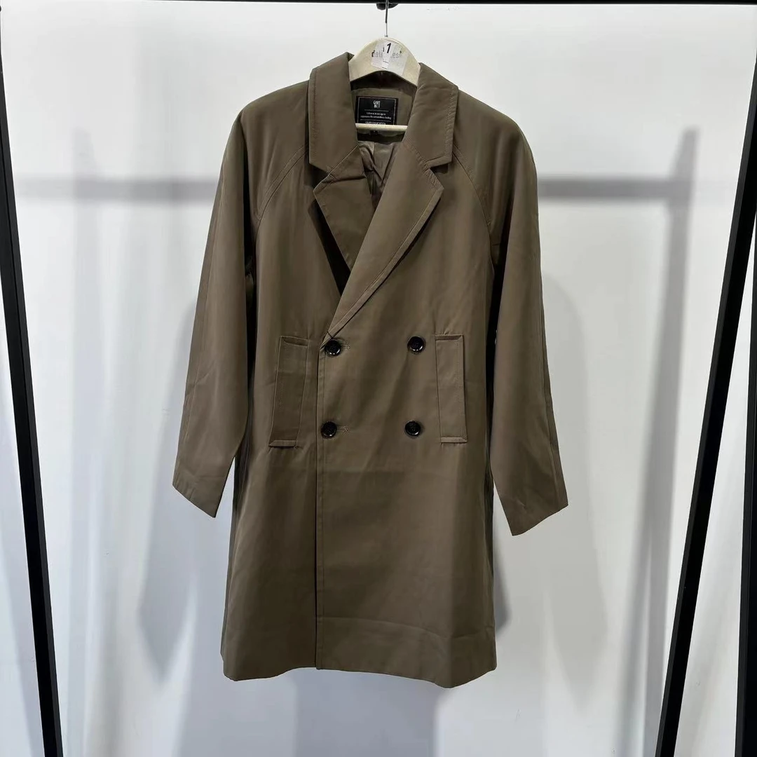 （2.23）U-7 男款早春新款阔版军绿色休闲风衣 11007