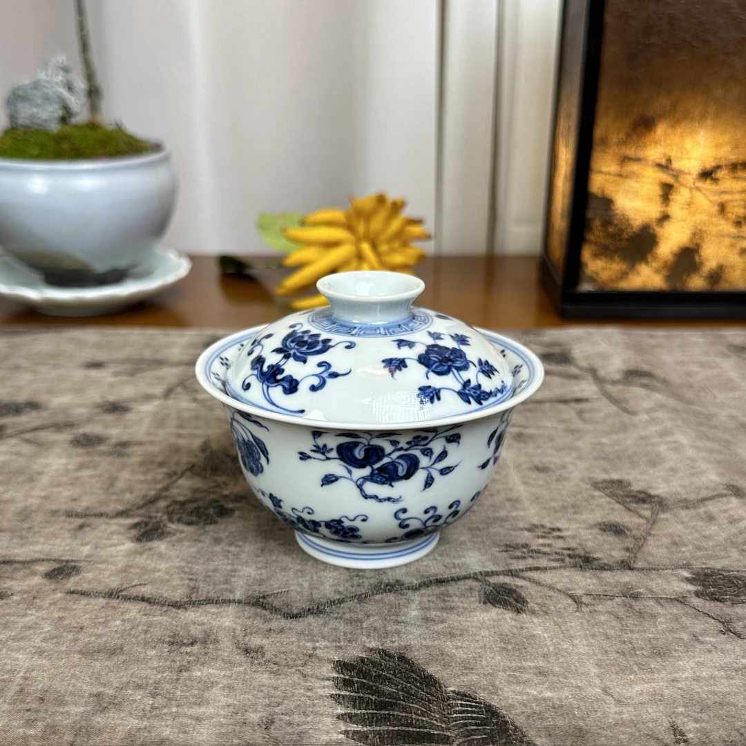 元煦和晓 青花十果图折枝花盖碗