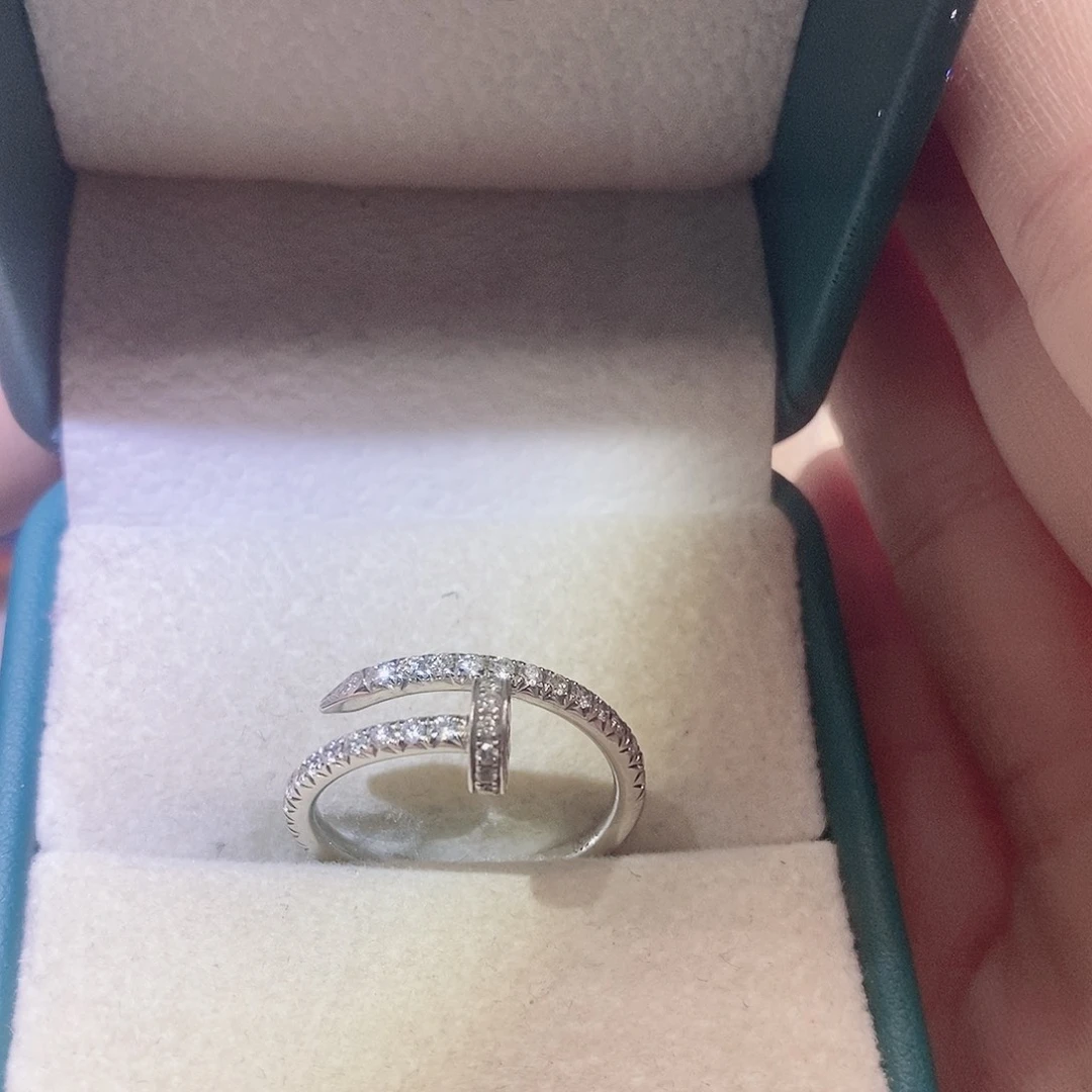 钻石戒指/指环18K金镶嵌钉子满钻戒指k白14