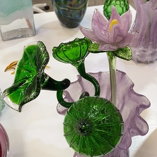 琉璃高度45厘米套四夜光琉璃荷花