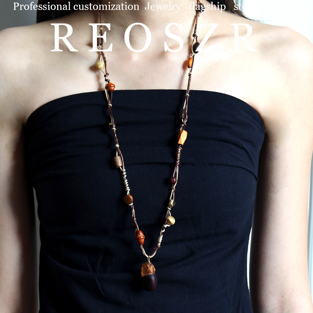 Reoszr/洛恣 钛钢项链 【橡果】原创设计七夕编织秋冬情侣毛衣链