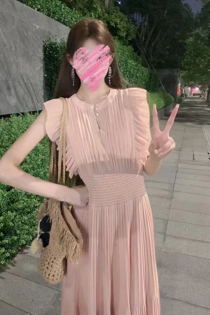小狐狸PLUS无袖！2025年新款连衣裙气质长裙小众夏季显瘦法式时尚