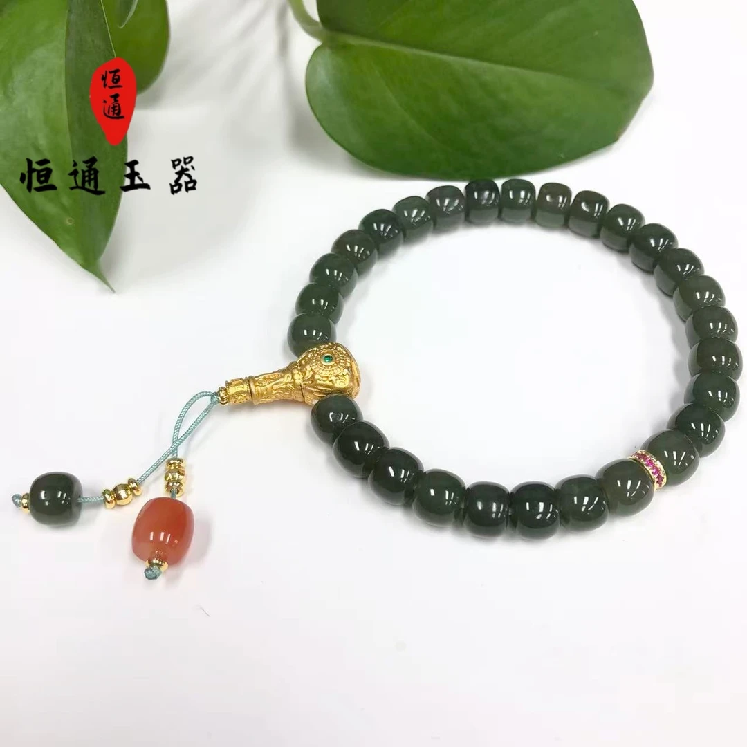 黄口和田玉直切手串多样性发一规格约8mm-1-218