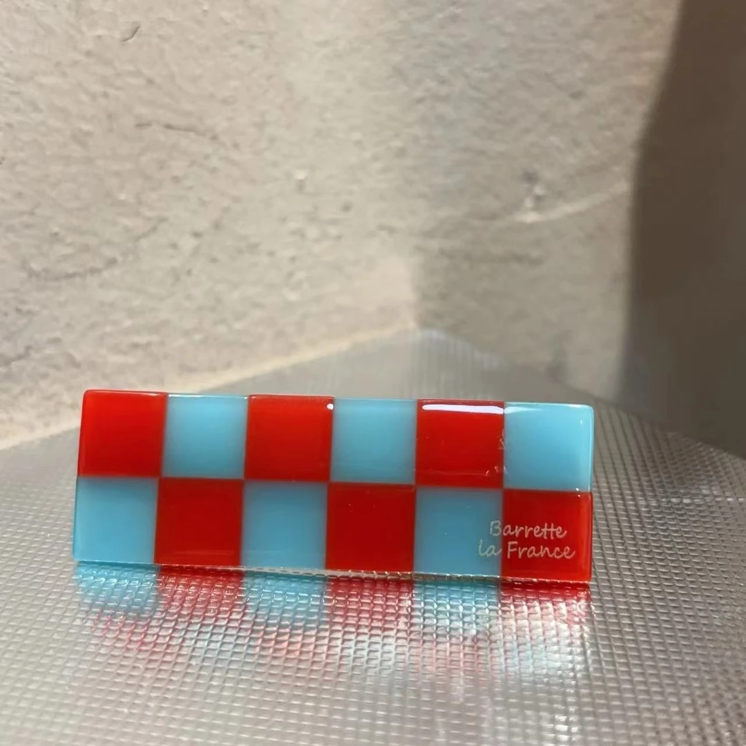 设计款撞色格子发夹Y391