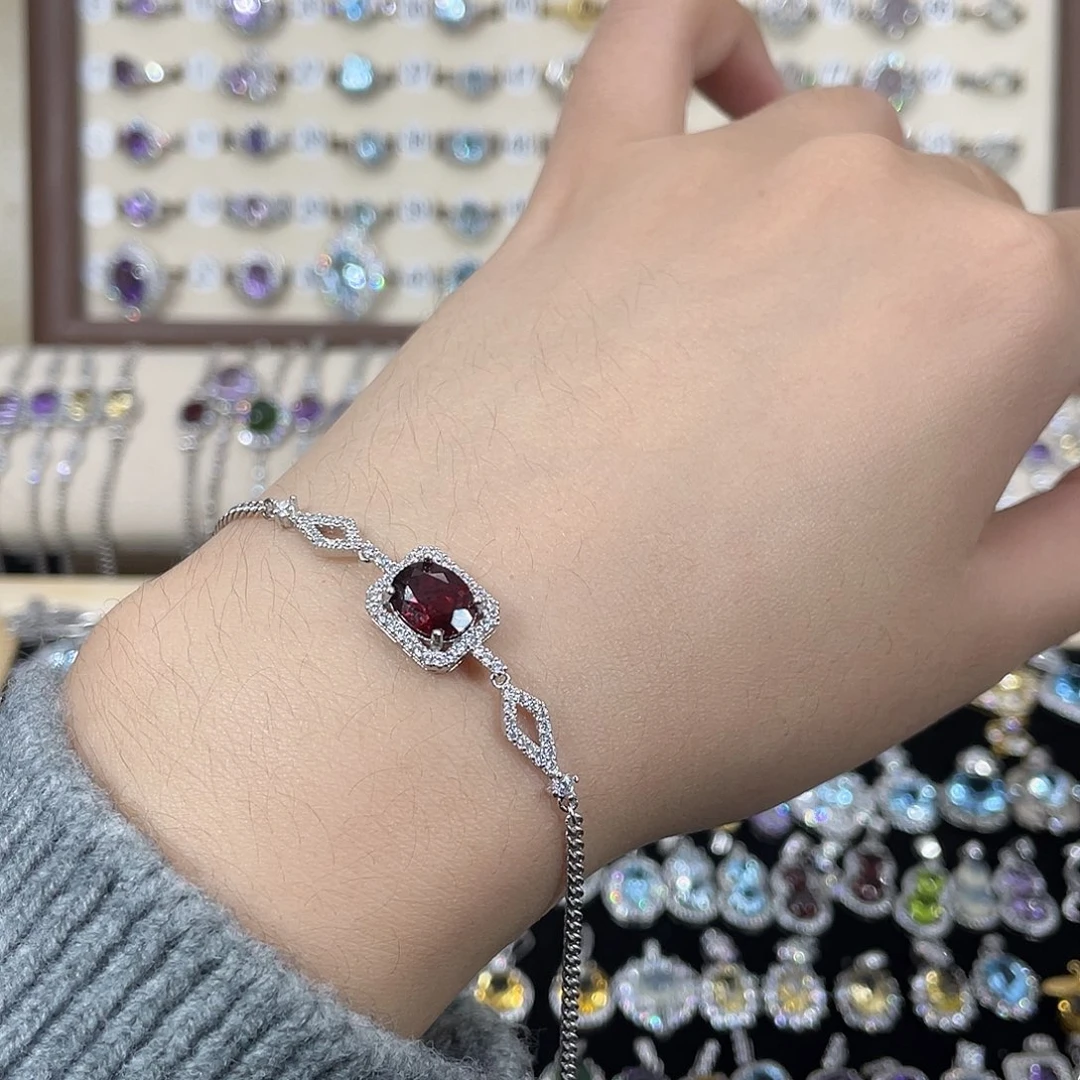 手链银S925镶嵌石榴石