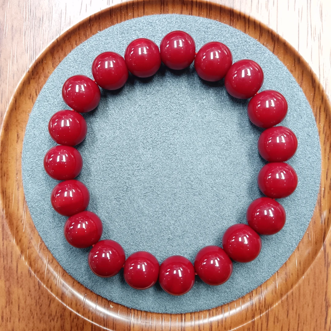 M350号-卡10mm牛红色圆珠手串