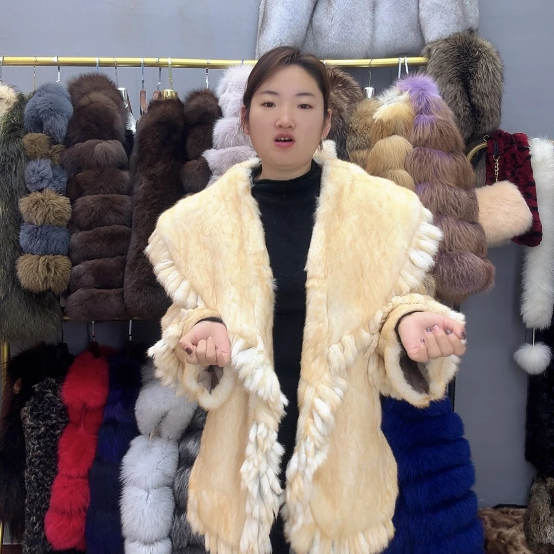 直播间下单兔毛外套