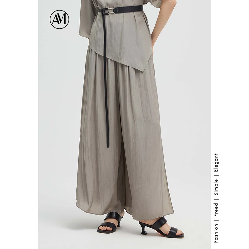 AM新款时尚简约松紧带空气感长裤6D2515130