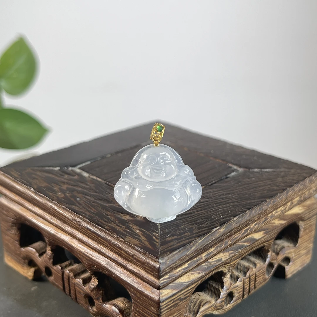 JTB29-105 天然翡翠缅甸A货 18K扣佛公