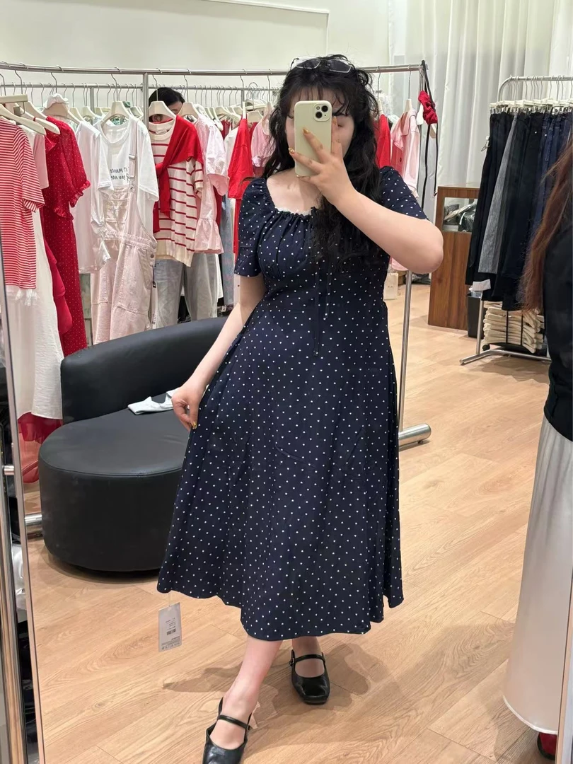 藏蓝色法式气质连衣裙超显瘦