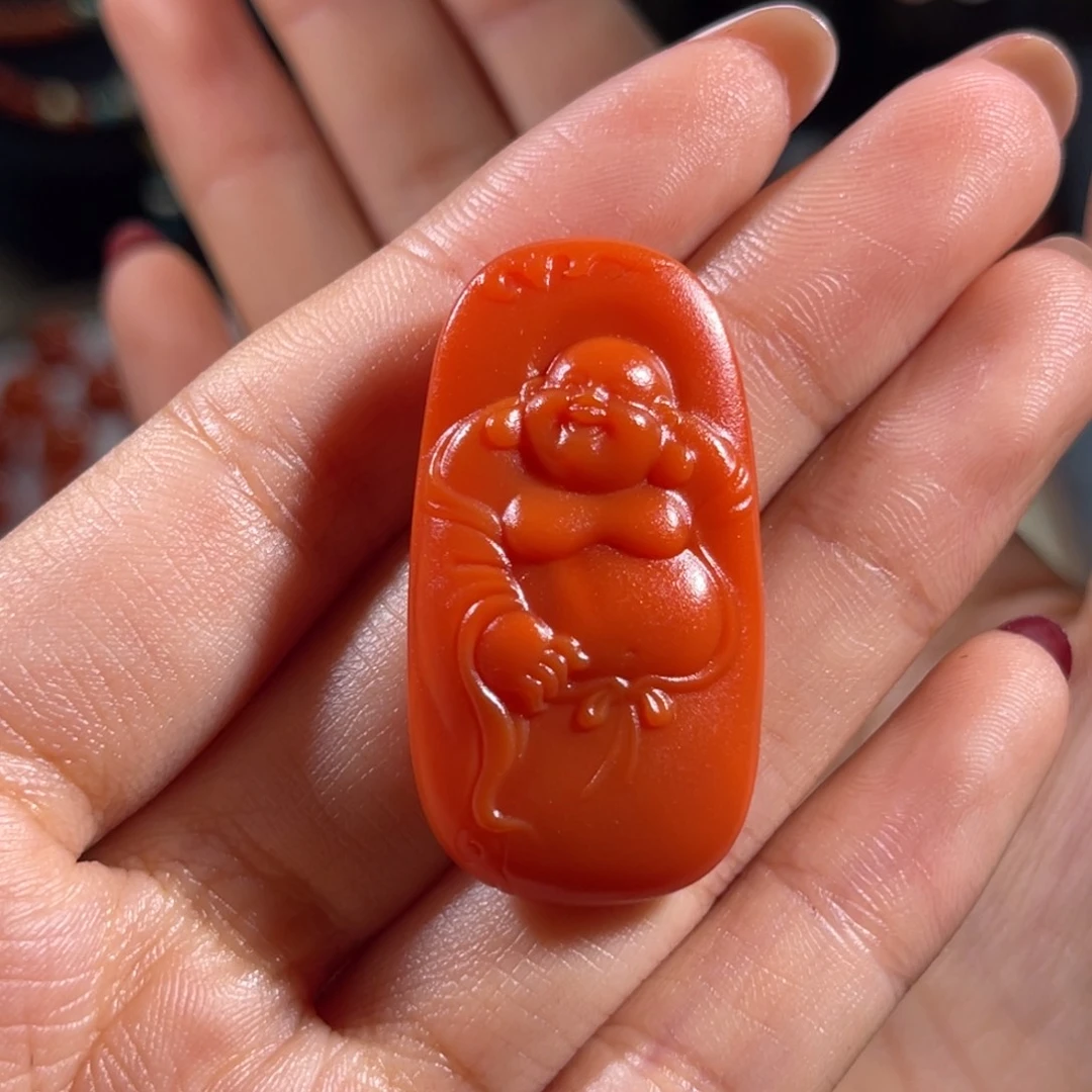 南红玛瑙未镶嵌弥勒 福在眼前