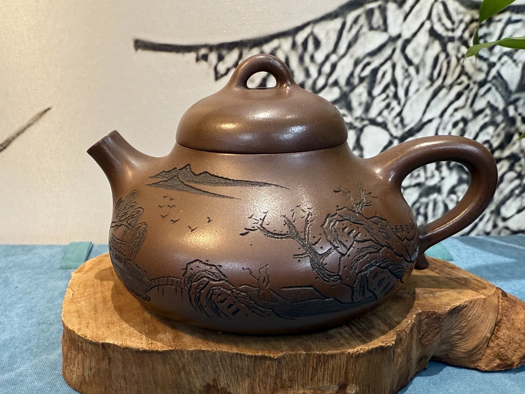 乳瓢紫砂壶-革紫泥-赵信军-180CC全手工