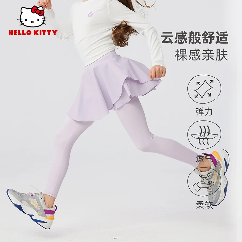 Hello Kitty女童裙裤假两件夏季打底裤瑜伽裤速干儿童运动裤裙