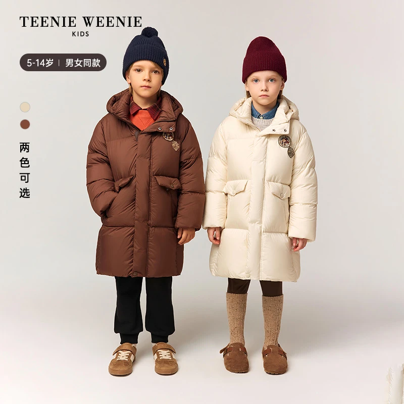TeenieWeenie Kids小熊童装25年冬中长轻量蓬松羽绒服TKJD258972I