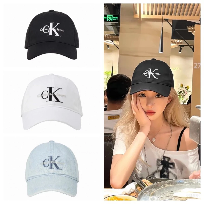 CK帽子JENNIE同款刺绣牛仔鸭舌帽男女夏季运动韩版防晒棒球帽