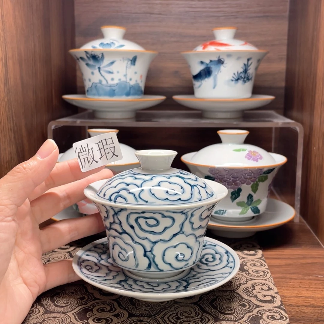 纯手绘釉下彩微瑕
