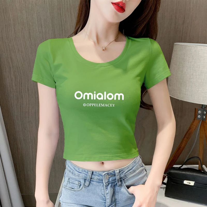 短款t恤女短袖露脐上衣高腰修身纯棉体恤夏季新款半袖内搭女装