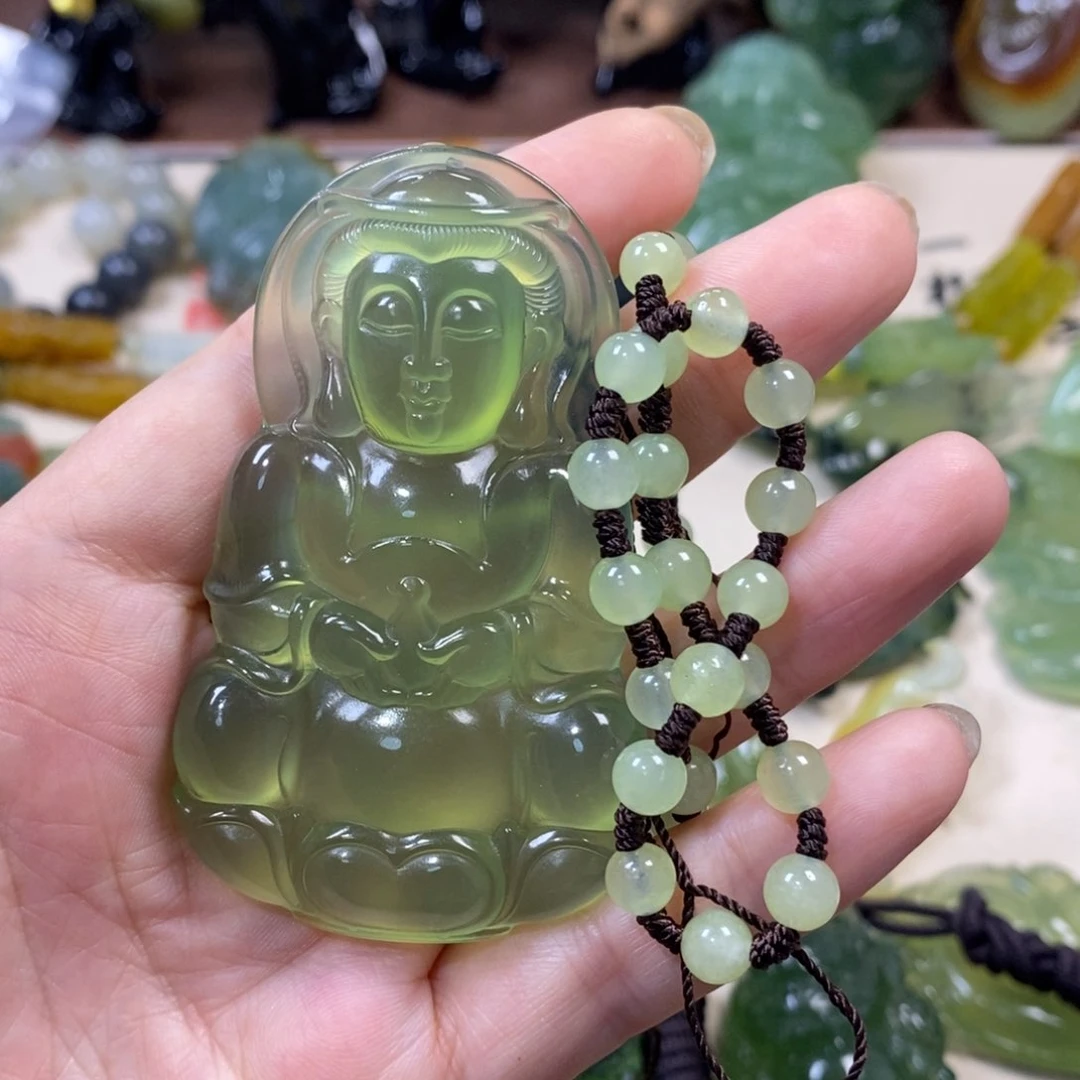 蛇纹石玉银S925镶嵌吊坠(不含链)
