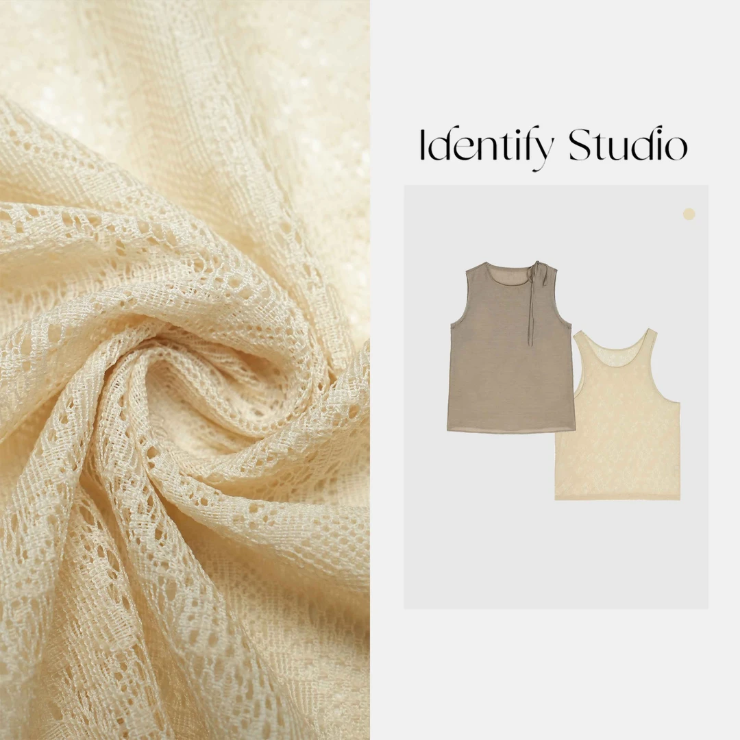 IDENTIFY"云霞"夏季新款真两件绑带蕾丝钩花吊带背心25SS