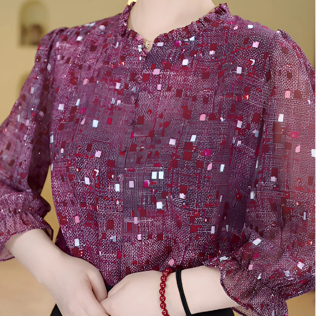 杭州专柜 春夏新款简约圆领通勤波点衬衫女ZF-S019