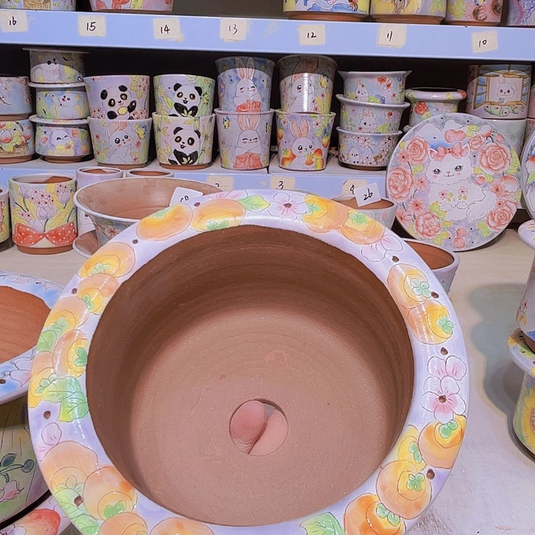 多肉植物手绘粗陶景德镇瑕疵38懒*子