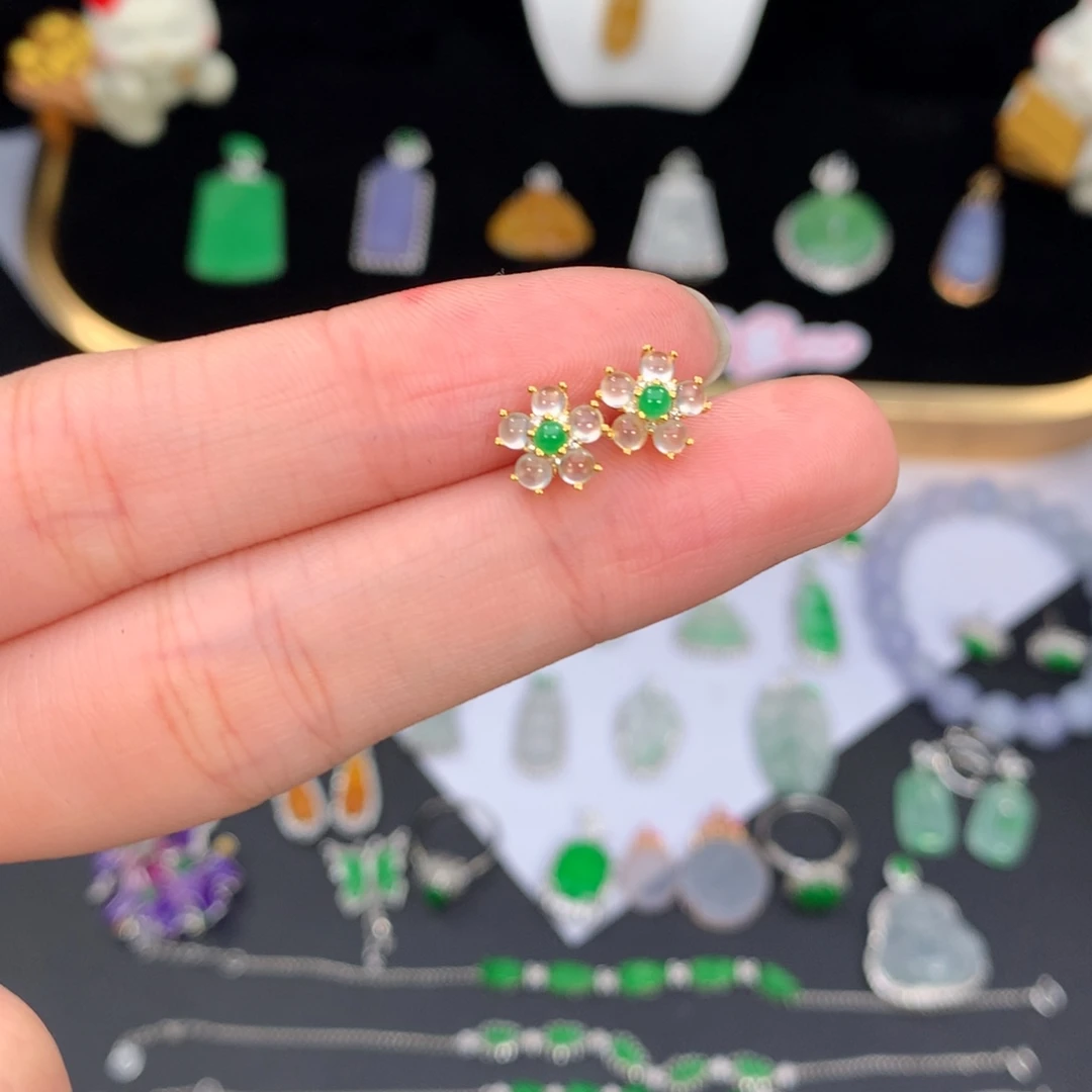 翡翠18K金镶嵌挂件48小时鉴赏期 退货不扣服务费