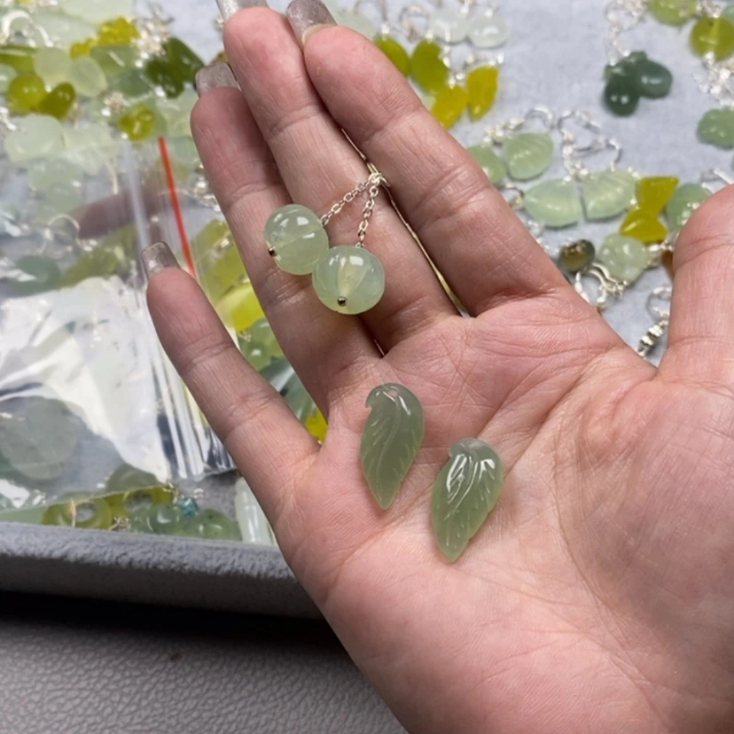 【闪购商品】蛇纹石玉挂件耳坠耳环未镶嵌猫*