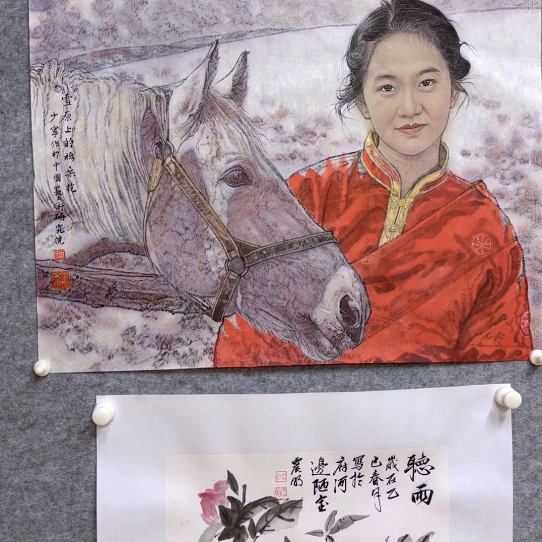 国画猪****桂刘少宁三平尺国画视频合影