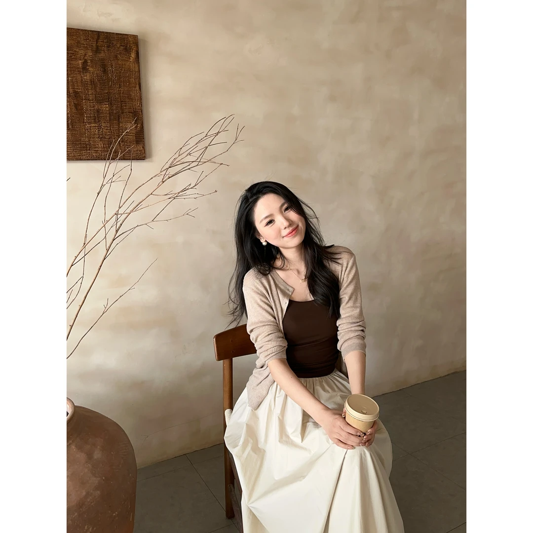 温柔开衫/高个子加长简约显瘦温柔圆领针织开衫女 SP031