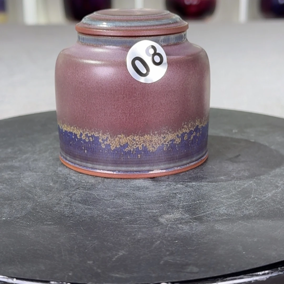 摆件陶福利钧窑茶叶罐炉钧