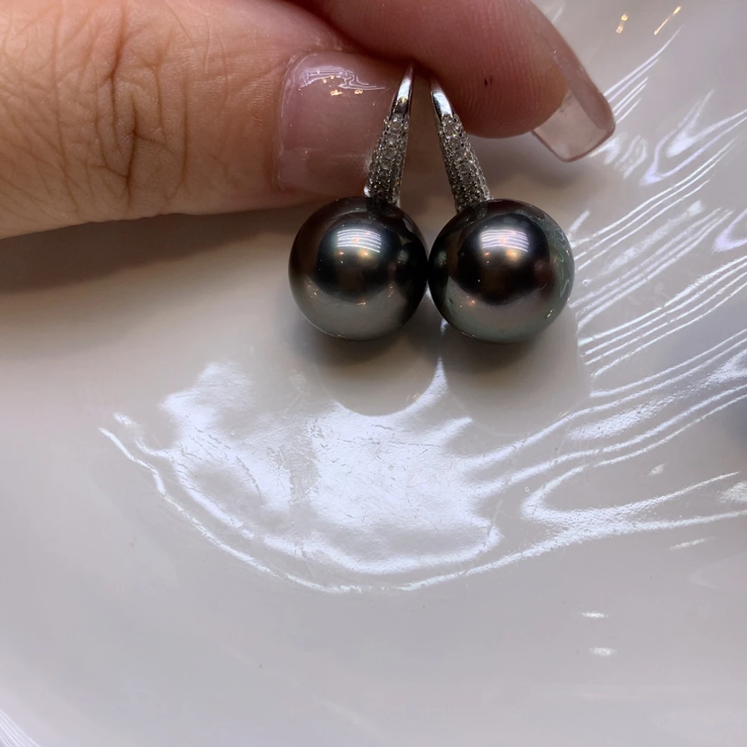 银S925镶嵌耳饰海水珍珠