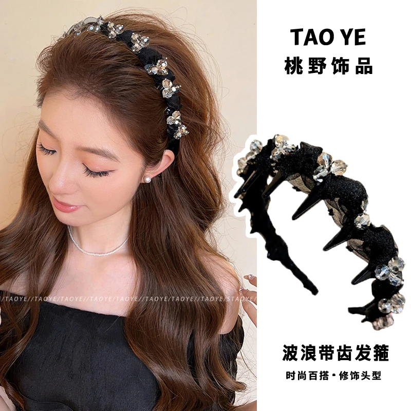 高颅顶波浪发箍2025新款高级感带齿防滑外戴头箍时尚压发洗脸发饰
