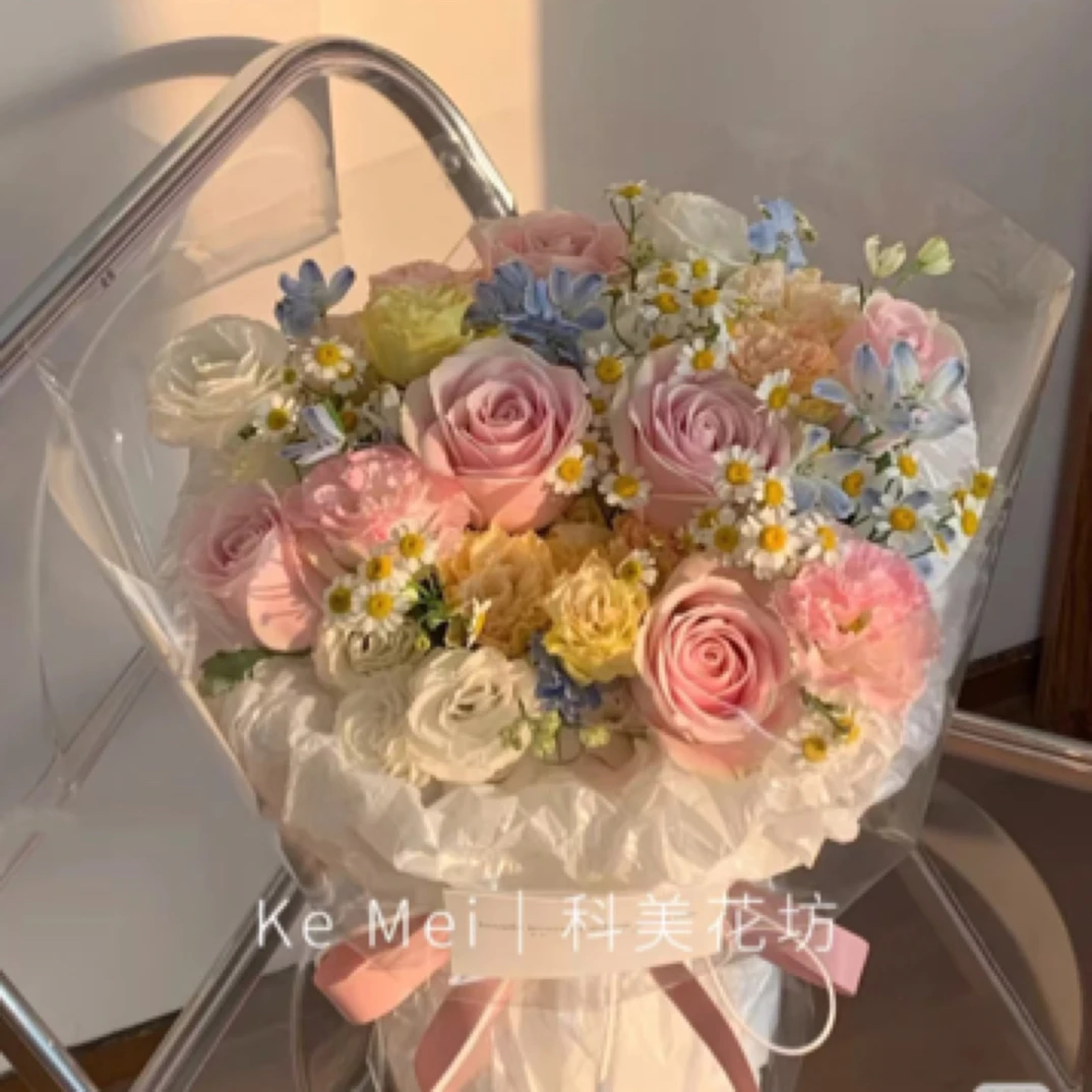 浪漫收藏家-6朵粉玫瑰混搭鲜花花束汶上小时达同城配送