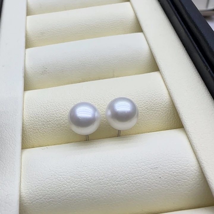 未镶嵌淡水珍珠摆件淡水无核耳钉8-9mm