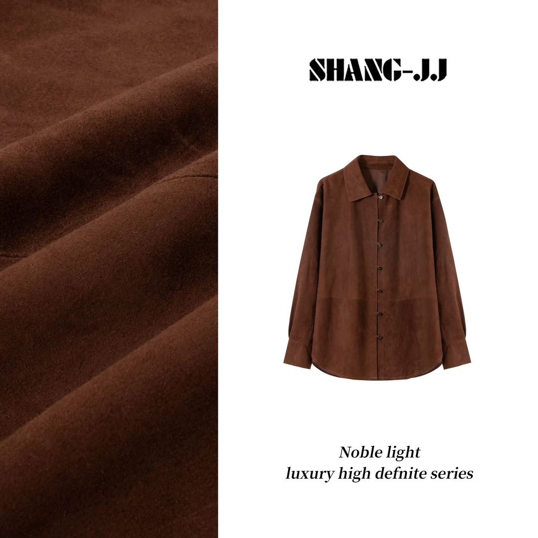 SHANG-JJ【棕标臻选】25ss新款反绒羊皮外套百搭皮衣q133602p