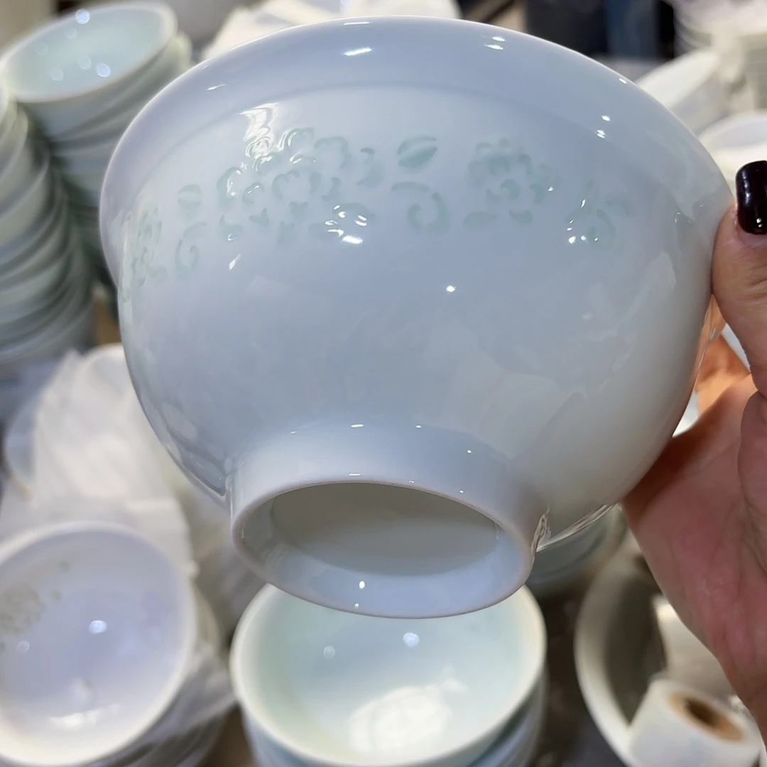 白瓷景德镇无底款面碗青两个微瑕打包