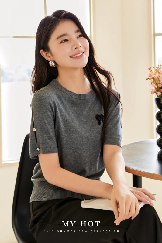 针织圆领短袖T透气夏季时尚