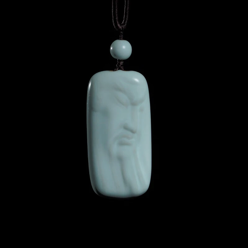 汝窑项链吊坠全手工景德镇陶瓷男女款礼物御龙关帝 JS8040A