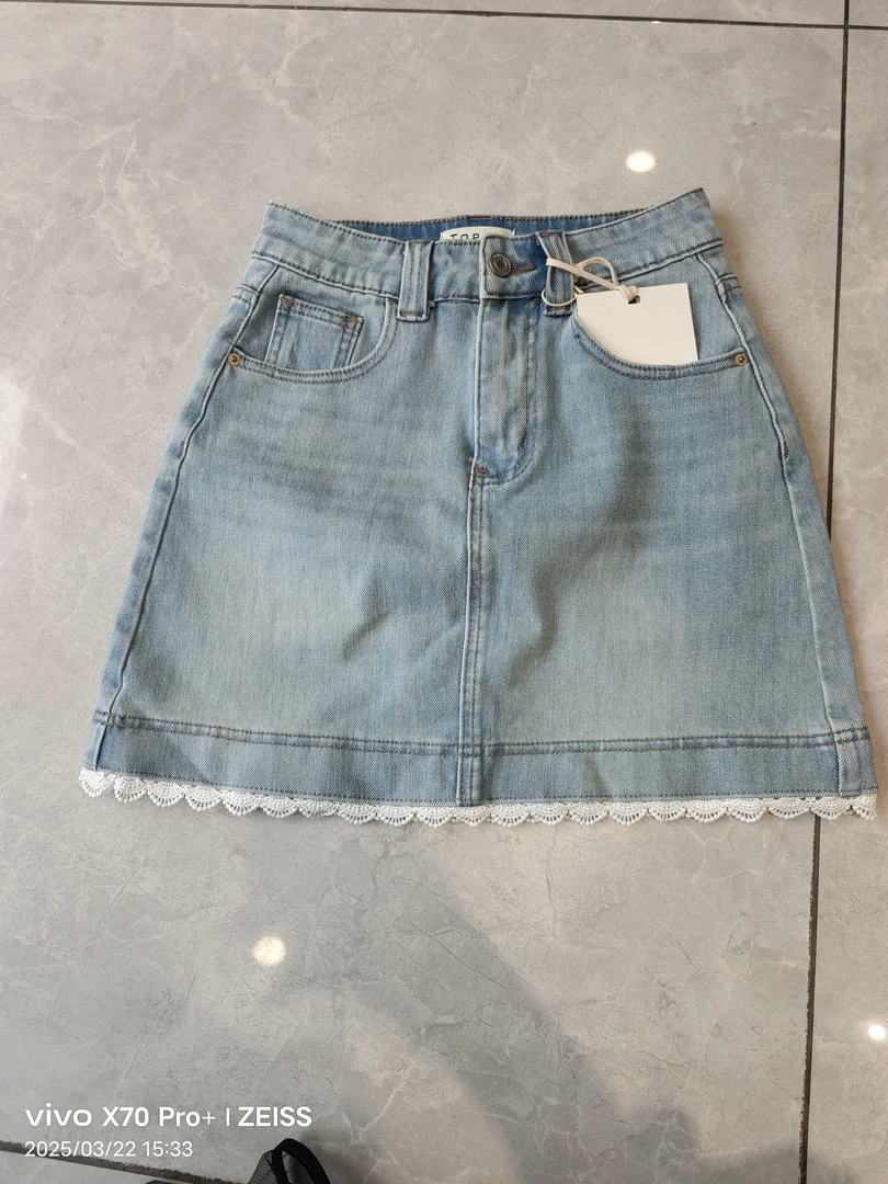 雪琴小屋蕾丝边牛仔包裙