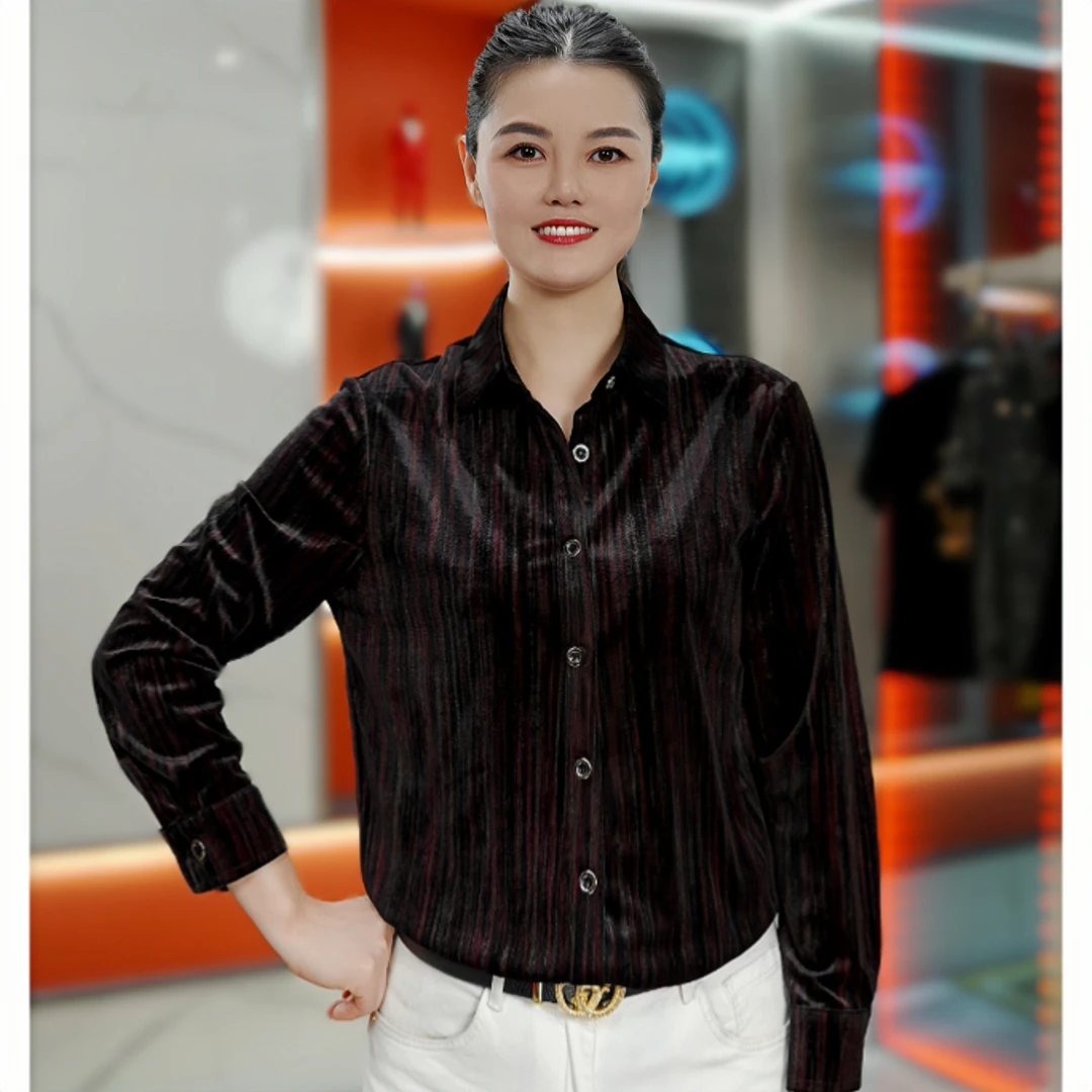 2025秋季新款男士金丝绒抗皱免烫透气亲肤时尚舒适百搭衬衫